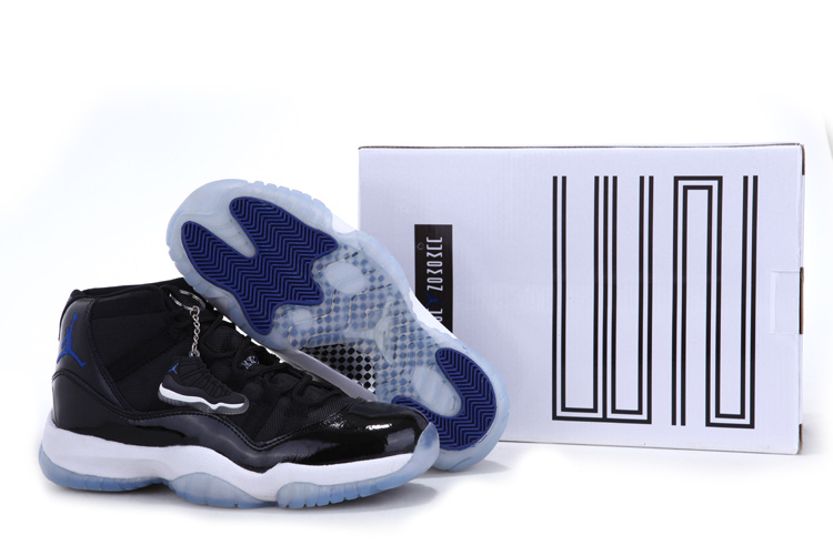 Air Jordan 11 Mens Shoes Black/White/Blue Online